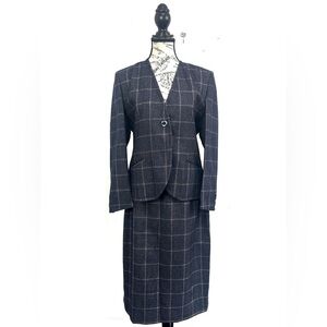 Vintage Aquascutum London wool plaid skirt set Sz 8-10